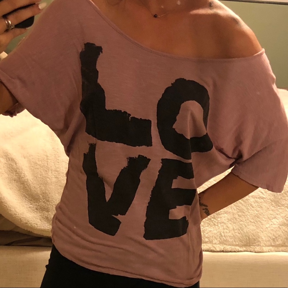 “LOVE” OFF THE SHOULDER TEE